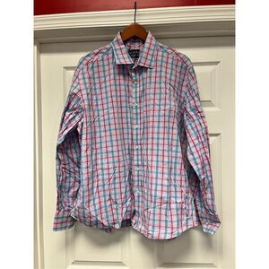 Charleston Threads Pink & Blue Plaid Button Down Shirt sz XXL EUC